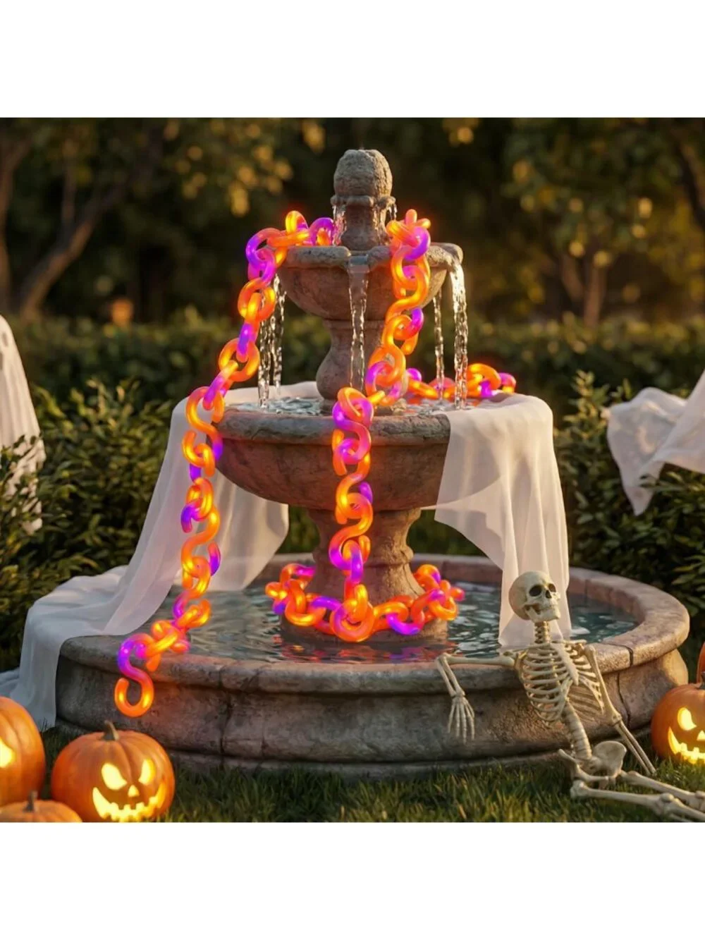 2 Pack 16.4 ft Orange Halloween Chain Lights - Festive Outdoor Decor
